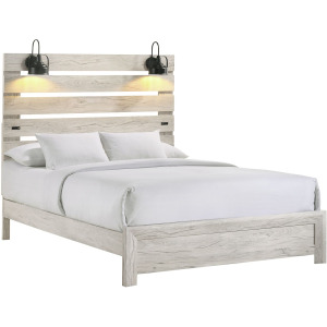 Fort Worth Queen Bed with Lights & USB in White