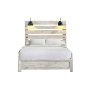 Fort Worth Queen Bed with Lights & USB in White