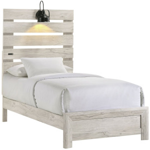 Fort Worth Twin Bed with Lights & USB in White