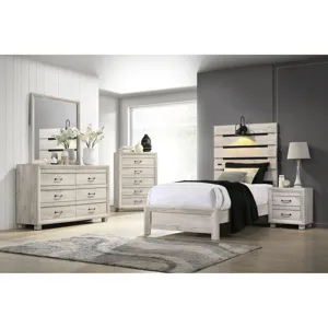 Fort Worth Twin Bed with Lights & USB in White