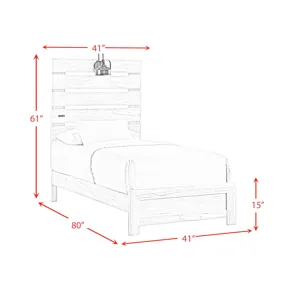 Fort Worth Twin Bed with Lights & USB in White