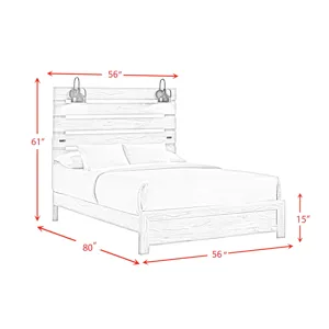 Fort Worth Full Bed with Lights & USB in White