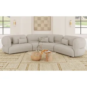Four Seasons Sectional Set in Woolen Camel with 6 Pillows