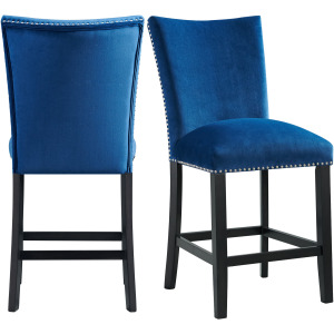 Francesca Counter Dining Blue Counter Velvet Side Chair (2 Per Pack)