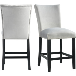 Francesca Counter Dining Gray Counter Velvet Side Chair (2 Per Pack)