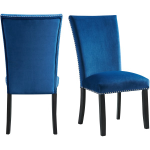 Francesca Rectangular Dining Blue Velvet Side Chair (2 Per Pack)