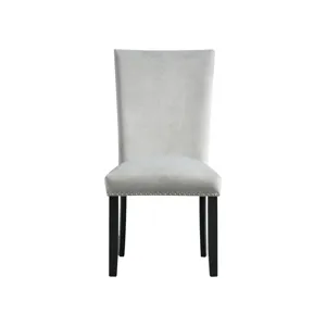 Francesca Rectangular Dining Grey Velvet Side Chair W/ Nailhead Trim (2 Per Pack)
