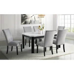 Francesca Rectangular Dining Grey Velvet Side Chair W/ Nailhead Trim (2 Per Pack)