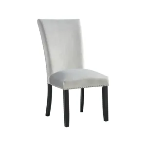 Francesca Rectangular Dining Grey Velvet Side Chair W/ Nailhead Trim (2 Per Pack)