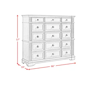 Glenmore 15-Drawer Mansion Chest in Aged Grey