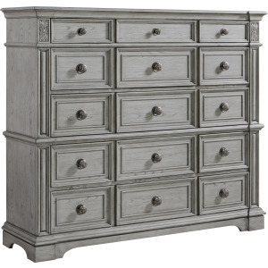 Glenmore 15-Drawer Mansion Chest in Aged Grey