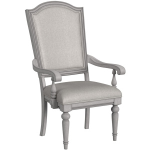 Glenmore Dining Arm Chair with Light Brown Fabric in Aged Grey (2 Per Carton)