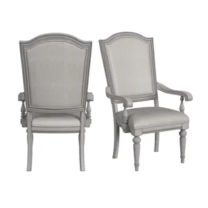 Glenmore Dining Arm Chair with Light Brown Fabric in Aged Grey (2 Per Carton)