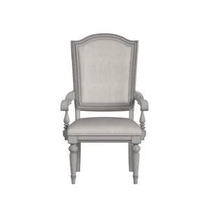 Glenmore Dining Arm Chair with Light Brown Fabric in Aged Grey (2 Per Carton)