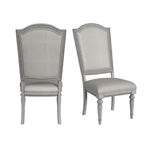 Glenmore Dining Side Chair with Light Brown Fabric in Aged Grey (2 Per Carton)