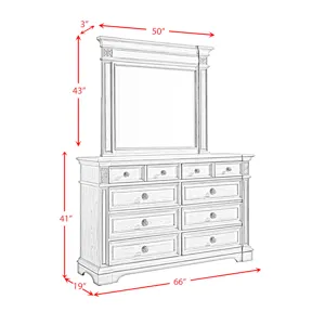 Glenmore Dresser and Mirror Set in Aged Grey