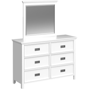 Hampton Kids Dresser and Mirror Set in White