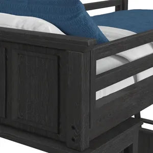 Hampton Kids Twin Loft with Ladder and Desk with Speaker in Charcoal