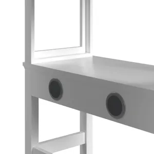 Hampton Kids Twin Loft with Ladder and Desk with Speaker in White