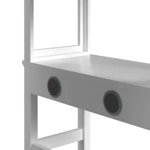 Hampton Kids Twin Loft with Staircase and Desk with Speaker in White