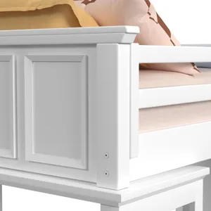 Hampton Kids Twin Loft with Staircase and Desk with Speaker in White