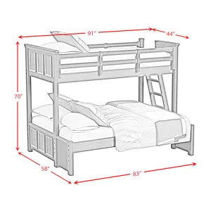 Hampton Kids Twin Over Full Bunk with Ladder in White
