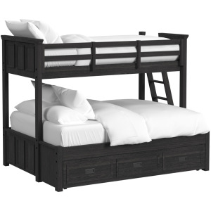 Hampton Kids Twin Over Full Bunk with Ladder and Trundle in Charcoal