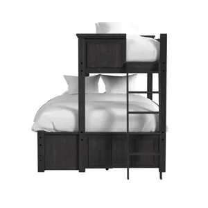 Hampton Kids Twin Over Full Bunk with Ladder and Trundle in Charcoal