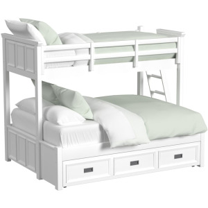 Hampton Kids Twin Over Full Bunk with Ladder and Trundle in White