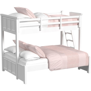 Hampton Kids Twin Over Full Bunk with Ladder in White