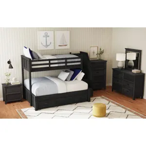 Hampton Kids Twin Over Full Bunk with Staircase and Trundle in Charcoal