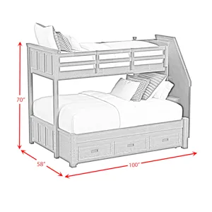 Hampton Kids Twin Over Full Bunk with Staircase and Trundle in Charcoal