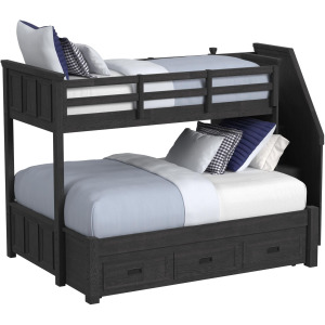 Hampton Kids Twin Over Full Bunk with Staircase and Trundle in Charcoal
