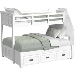 Hampton Kids Twin Over Full Bunk with Staircase and Trundle in White