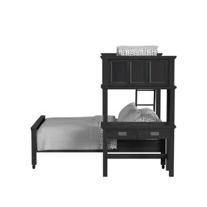 Hampton Kids Twin Over Full Loft with Ladder and Desk with Speaker in Charcoal