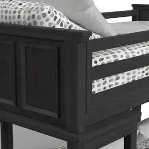 Hampton Kids Twin Over Full Loft with Ladder and Desk with Speaker in Charcoal