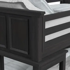 Hampton Kids Twin Over Full Loft with Staircase and Desk with Speaker in Charcoal