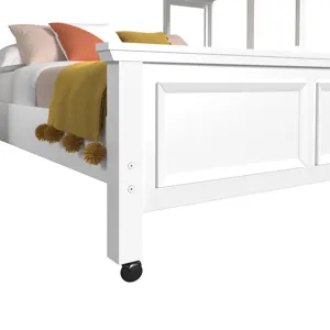 Hampton Kids Twin Over Full Loft with Staircase and Desk with Speaker in White