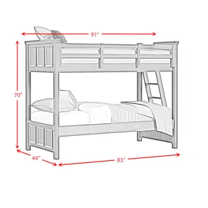 Hampton Kids Twin Over Twin Bunk with Ladder in White