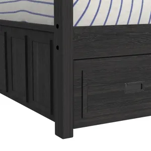 Hampton Kids Twin Over Twin Bunk with Ladder and Trundle in Charcoal