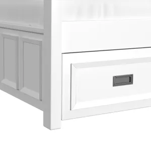 Hampton Kids Twin Over Twin Bunk with Ladder and Trundle in White