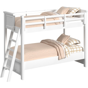 Hampton Kids Twin Over Twin Bunk with Ladder in White