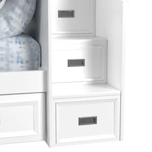 Hampton Kids Twin Over Twin Bunk with Staircase and Trundle in White