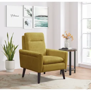 Hawk Accent Arm Chair with Memory foam in Radiance Yellow & Espresso