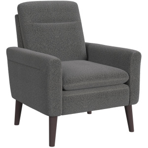 Hawk Accent Arm Chair with Memory foam in 8077 Boucle Grey & Espresso