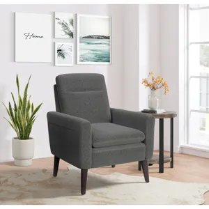 Hawk Accent Arm Chair with Memory foam in 8077 Boucle Grey & Espresso