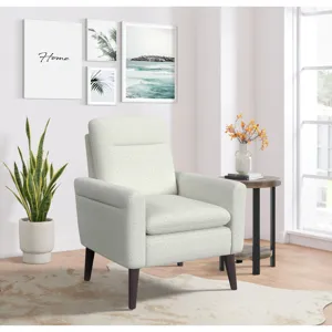 Hawk Accent Arm Chair W/Memory foam in 8077 Boucle White & Espresso