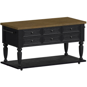 Heritage & Home Kitchen Island with Casters in Oak Brown and Black