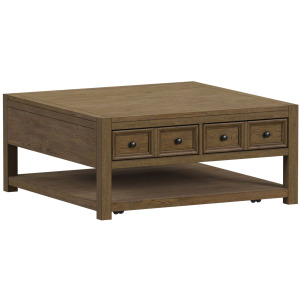 Heritage & Home Square Coffee Table with Casters in Oak Brown