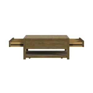 Heritage & Home Square Coffee Table with Casters in Oak Brown